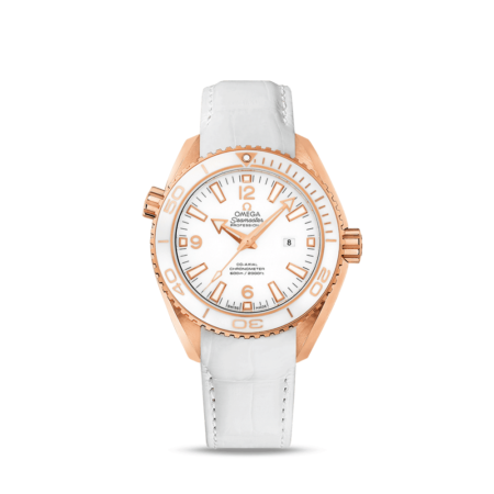 High Quality Omega Replica Female 37.5MM Planet Ocean 600M 8521 White Dial Leather strap